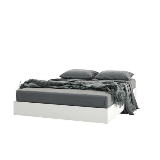 Modern Floating Style White Platform Bed Frame in Queen Size - FurniFindUSA