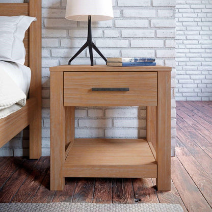 Farmhouse Traditional Rustic Pine Wood 1-Drawer Nightstand Bedside Table - FurniFindUSA