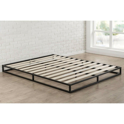 King 6-inch Low Profile Metal Platform Bed Frame with Wooden Support Slats - FurniFindUSA