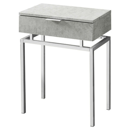 24in Modern End Table 1 Drawer Nightstand Grey with Chrome Metal Legs - FurniFindUSA
