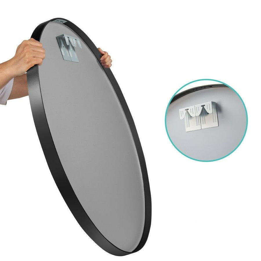36 Inch Round Bathroom Vanity Wall Mirror Frame Matte Black - FurniFindUSA