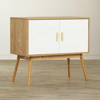 Mid-Century Modern Console Table Storage Cabinet with Solid Wood Legs - FurniFindUSA