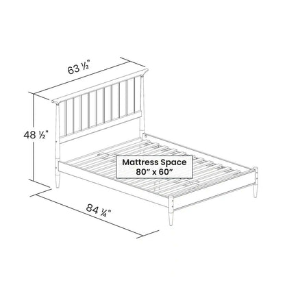 Queen Size Hardwood Mid Century Platform Bed Frame with Headboard in Walnut - FurniFindUSA