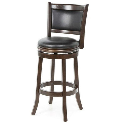 Cappuccino 29-inch Swivel Barstool with Faux Leather Cushion Seat - FurniFindUSA