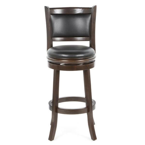 Cappuccino 29-inch Swivel Barstool with Faux Leather Cushion Seat - FurniFindUSA