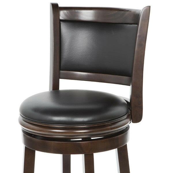 Cappuccino 29-inch Swivel Barstool with Faux Leather Cushion Seat - FurniFindUSA