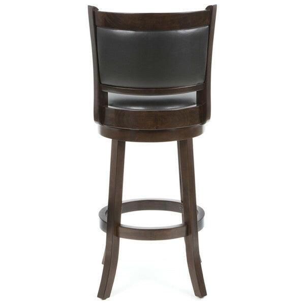 Cappuccino 29-inch Swivel Barstool with Faux Leather Cushion Seat - FurniFindUSA