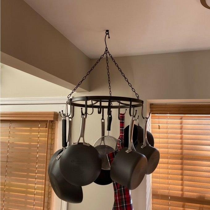 Modern Industrial Circular Hanging Pot Rack - FurniFindUSA