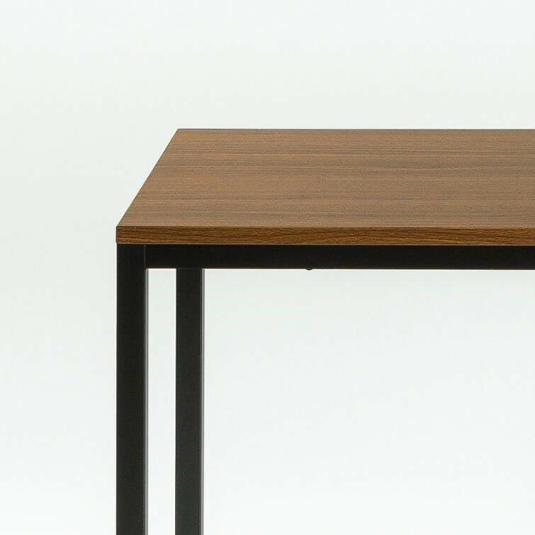 Modern Home Office Desk with Black Metal Frame and Brown Wood Top - FurniFindUSA