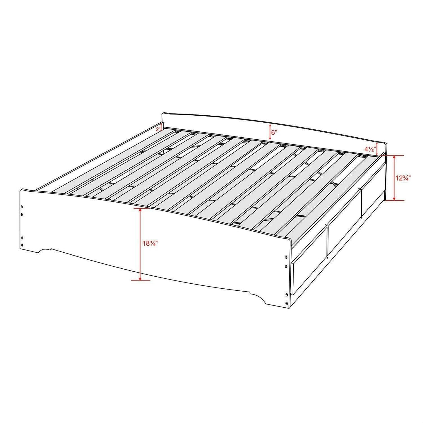 King size Modern Espresso Platform Bed Frame with 6 Storage Drawers - FurniFindUSA