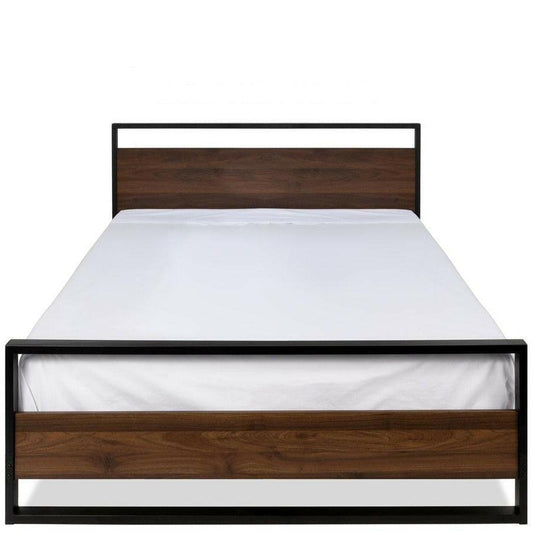 Modern FarmHome Queen Low Profile Metal Wood Platform Bed - FurniFindUSA