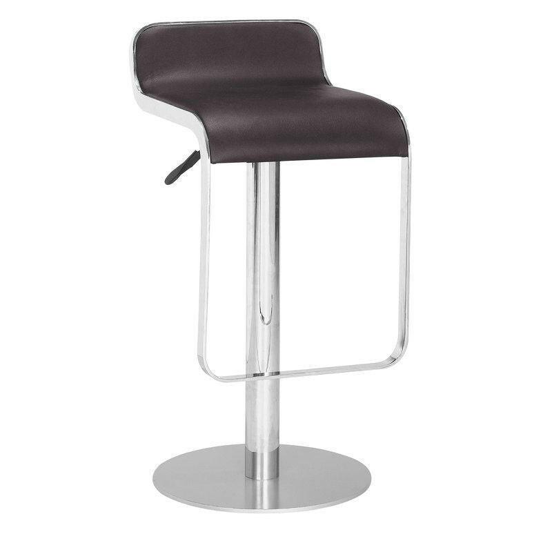 Modern Bar Stool with Espresso Brown Faux Leather Swivel Seat - FurniFindUSA