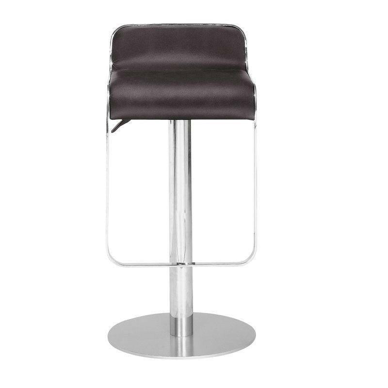 Modern Bar Stool with Espresso Brown Faux Leather Swivel Seat - FurniFindUSA