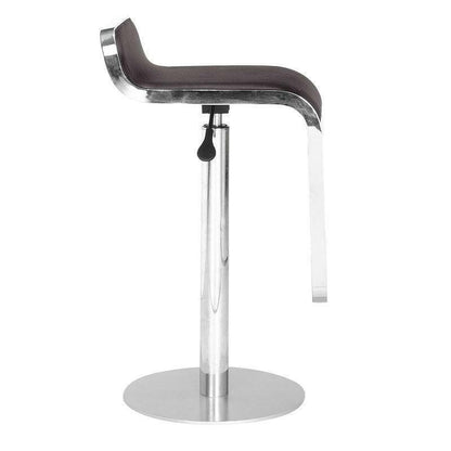 Modern Bar Stool with Espresso Brown Faux Leather Swivel Seat - FurniFindUSA