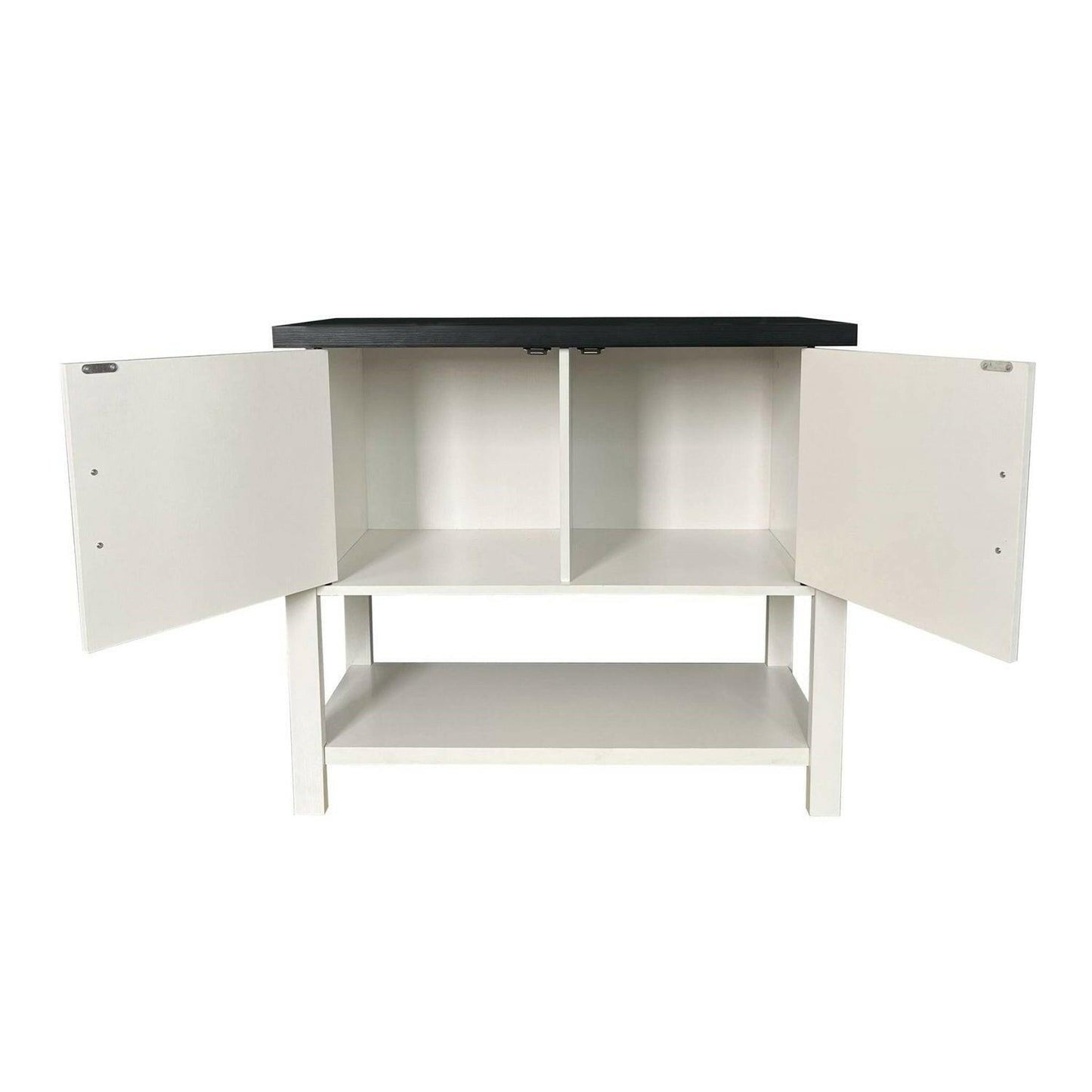 Modern 2 Drawer Wooden Storage Console Table White/Black - FurniFindUSA