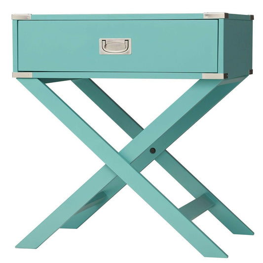 Marine Green Turquoise 1-Drawer Modern End Table Nightstand - FurniFindUSA