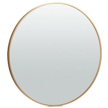 36 Inch Round Bathroom Vanity Wall Mirror Frame Matte Gold - FurniFindUSA