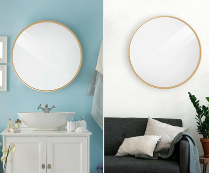 36 Inch Round Bathroom Vanity Wall Mirror Frame Matte Gold - FurniFindUSA