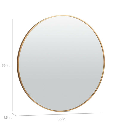 36 Inch Round Bathroom Vanity Wall Mirror Frame Matte Gold - FurniFindUSA