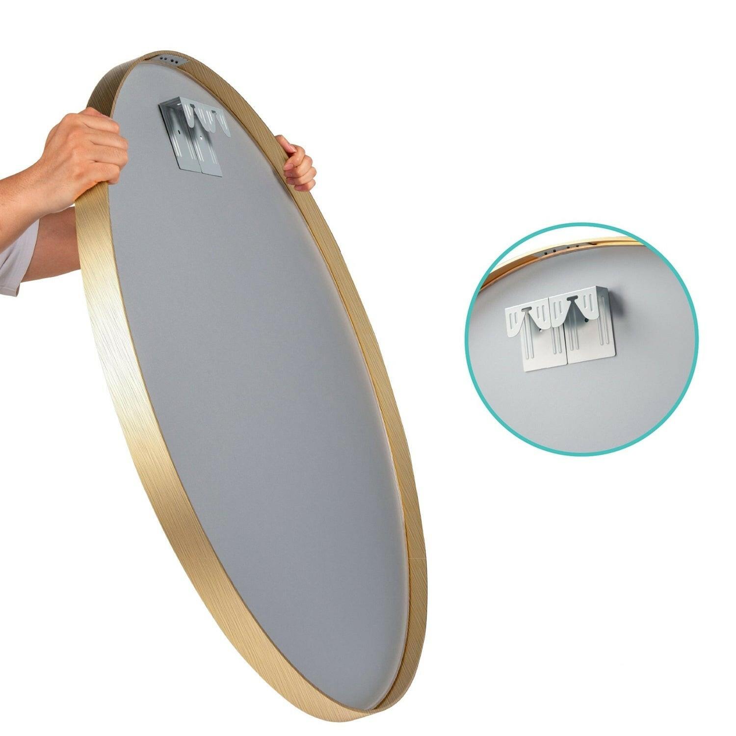 36 Inch Round Bathroom Vanity Wall Mirror Frame Matte Gold - FurniFindUSA