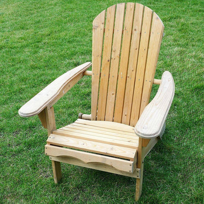 Folding Adirondack Chair for Patio Garden in Natural Wood Finish - FurniFindUSA