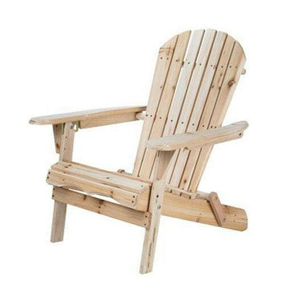 Folding Adirondack Chair for Patio Garden in Natural Wood Finish - FurniFindUSA