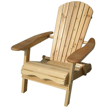 Folding Adirondack Chair for Patio Garden in Natural Wood Finish - FurniFindUSA