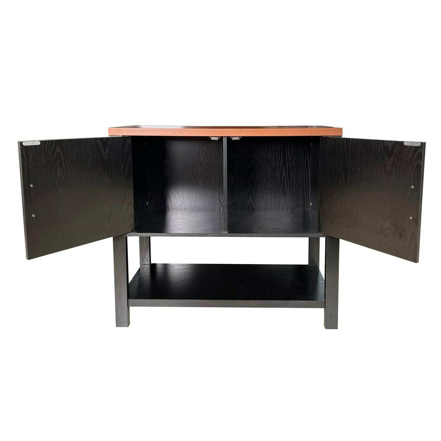 Modern 2 Drawer Wooden Storage Console Table Black/Walnut - FurniFindUSA