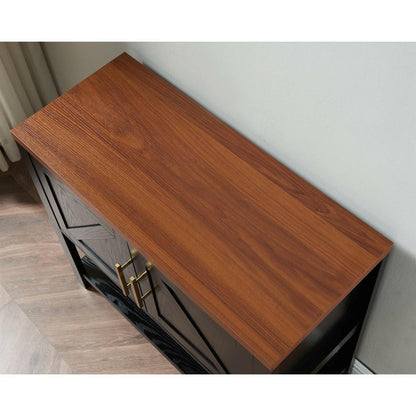 Modern 2 Drawer Wooden Storage Console Table Black/Walnut - FurniFindUSA