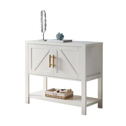 Modern 2 Drawer Wooden Storage Console Table White - FurniFindUSA