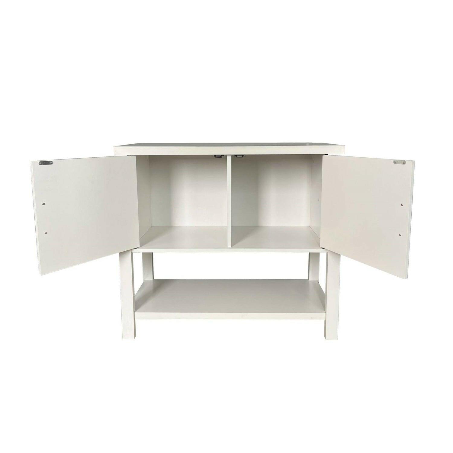 Modern 2 Drawer Wooden Storage Console Table White - FurniFindUSA