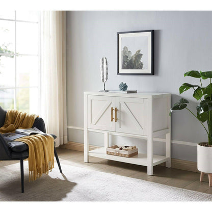 Modern 2 Drawer Wooden Storage Console Table White - FurniFindUSA