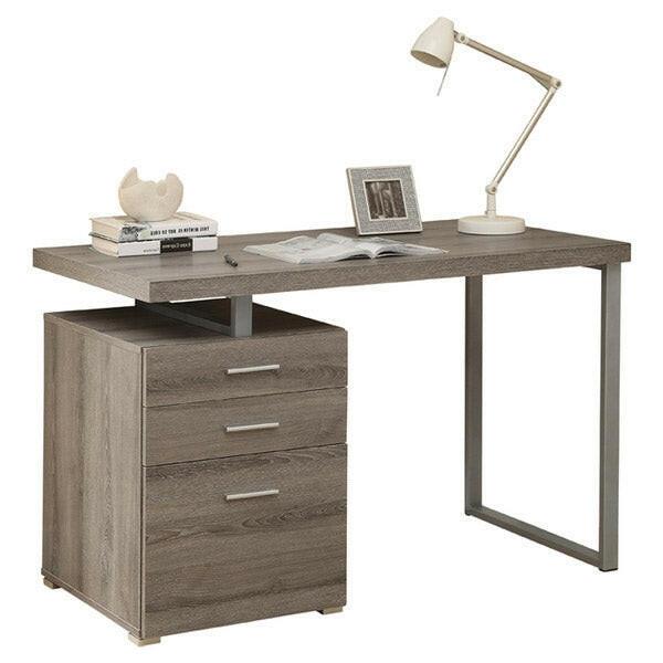 Modern Home Office Laptop Computer Desk in Dark Taupe Wood Finish - FurniFindUSA