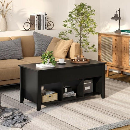 Modern Black Wooden Lift Top Coffee Table - FurniFindUSA