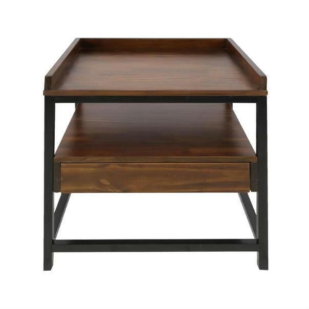 Modern Solid Wood 1-Drawer End Table Nightstand in Mocha Brown and Black Finish - FurniFindUSA