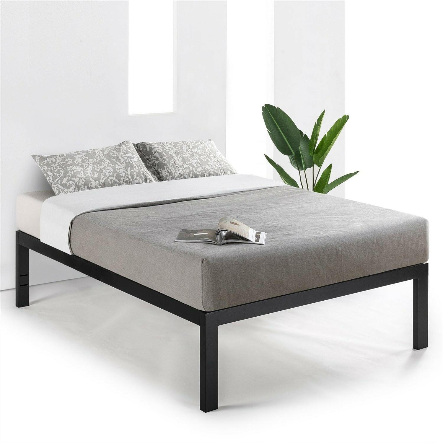 Queen 18 Inch Easy Assemble Metal Platform Bed Frame with Wood Slats - FurniFindUSA