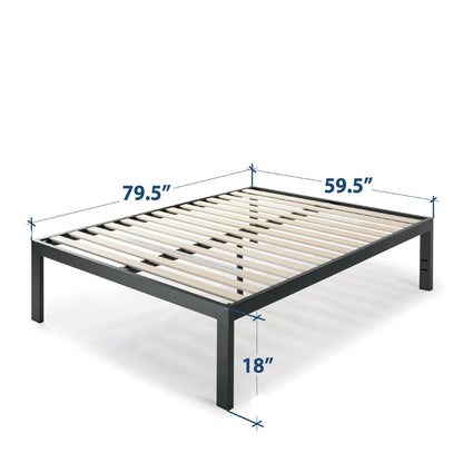 Queen 18 Inch Easy Assemble Metal Platform Bed Frame with Wood Slats - FurniFindUSA