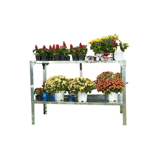 Outdoor Metal Shelving Unit Garden Potting Bench in Sturdy Galvanized Steel - FurniFindUSA