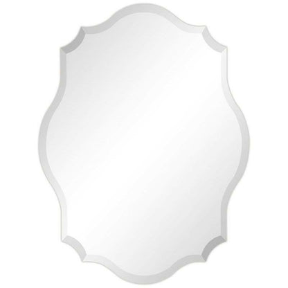 Modern Frameless 32 x 24 inch Scalloped Beveled Accent Bathroom Mirror - FurniFindUSA