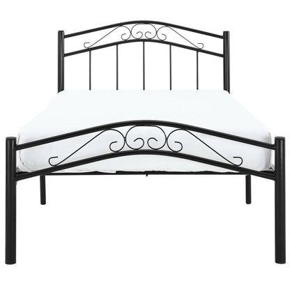 Twin size Black Metal Platform Bed with Headboard and Footboard - FurniFindUSA