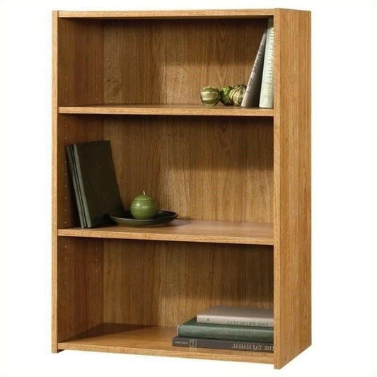 Modern 3-Shelf Bookcase with 2 Adjustable Shelves in Oak Wood Finish - FurniFindUSA