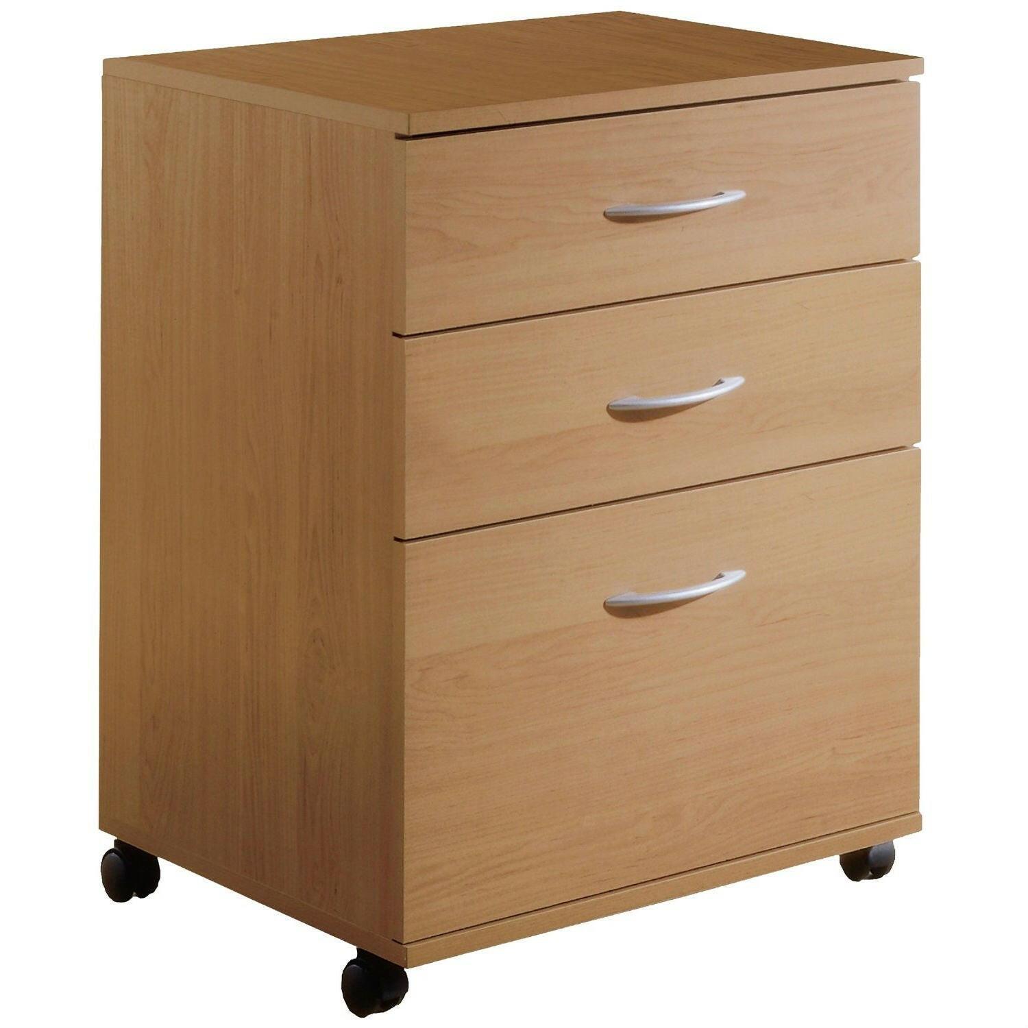 Contemporary 3-Drawer Mobile Filing Cabinet in Natural Maple Finish - FurniFindUSA