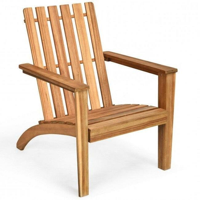 Indoor/Outdoor Acacia Wood Adirondack Lounge Armchair - Natural - FurniFindUSA