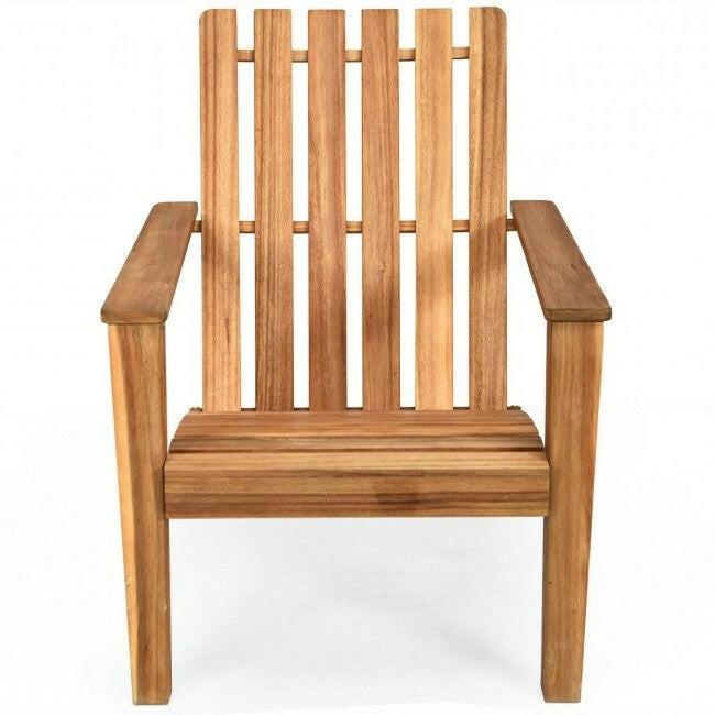 Indoor/Outdoor Acacia Wood Adirondack Lounge Armchair - Natural - FurniFindUSA