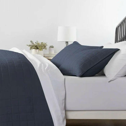 3 Piece Microfiber Farmhouse Coverlet Bedspread Set Navy, Full/Queen - FurniFindUSA