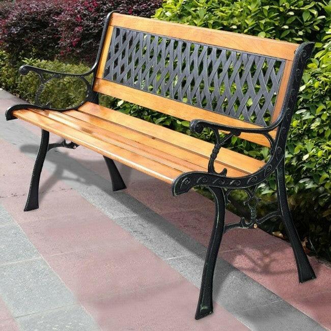 FarmHome Outdoor Patio Park Cast Iron Garden Porch Chair Bench - FurniFindUSA