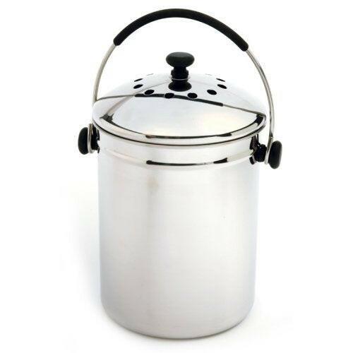 Stainless Steel Kitchen Compost Keeper Bin with Charcoal Filter - FurniFindUSA