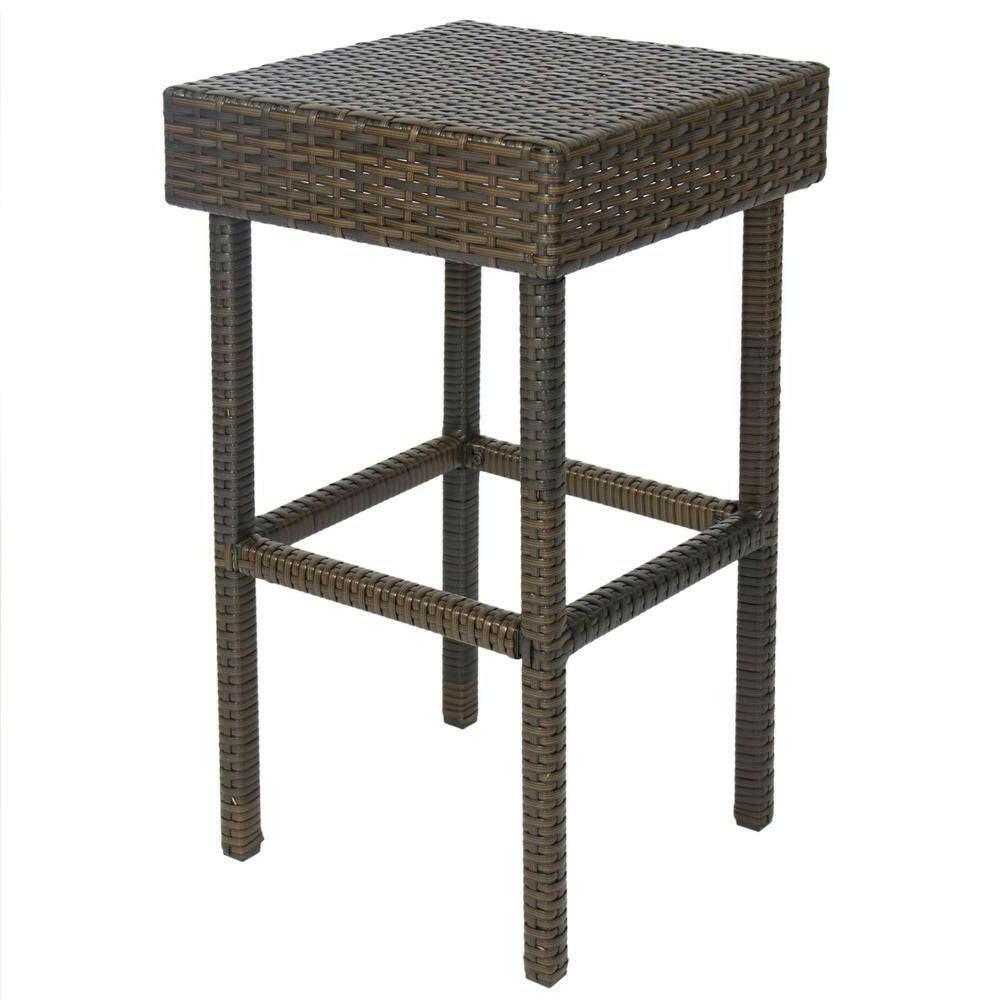 Outdoor 3-Piece PE Wicker Bar Set with Table and Stools - FurniFindUSA