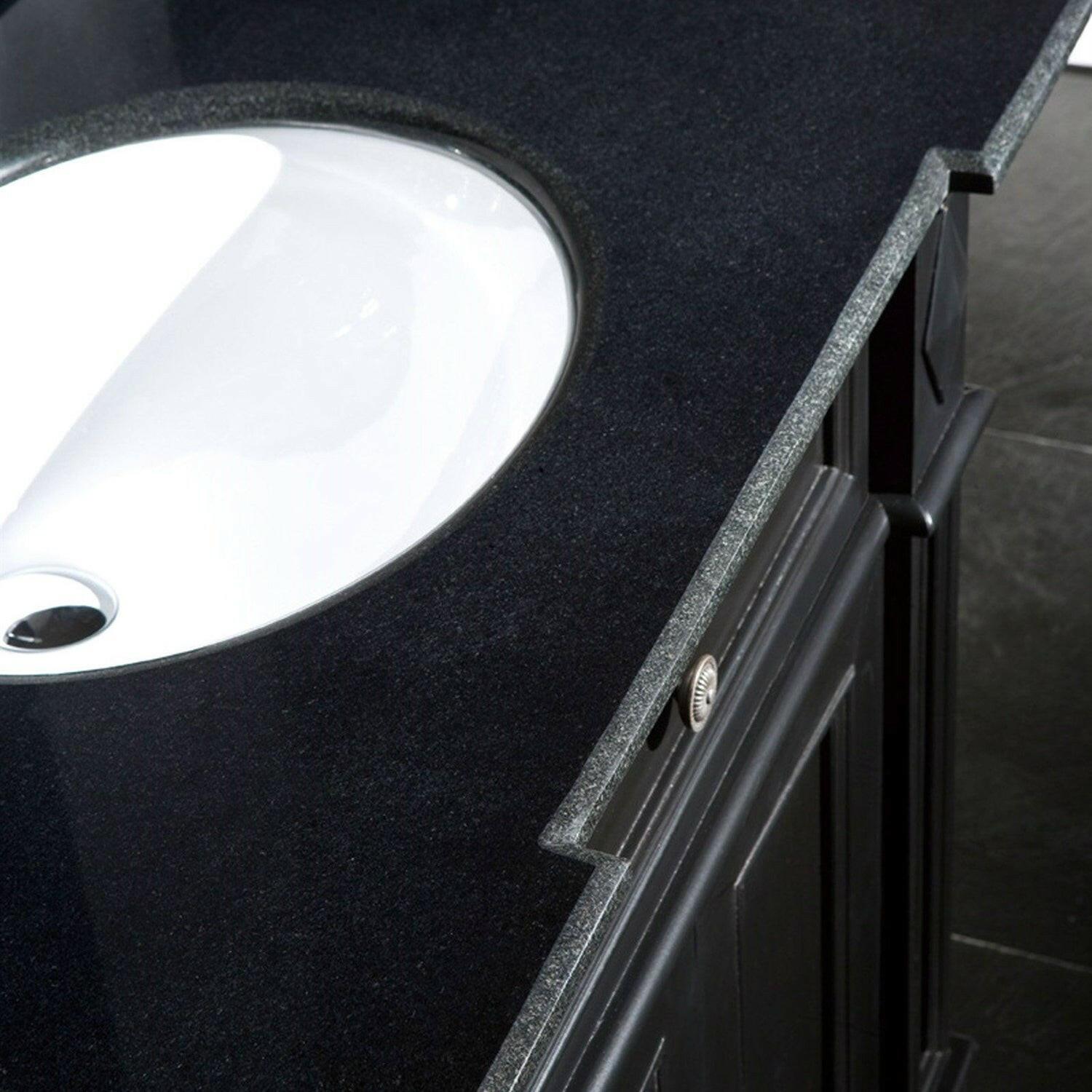 Single Sink Bathroom Vanity with Cabinet & Black Granite Countertop / Backsplash - FurniFindUSA