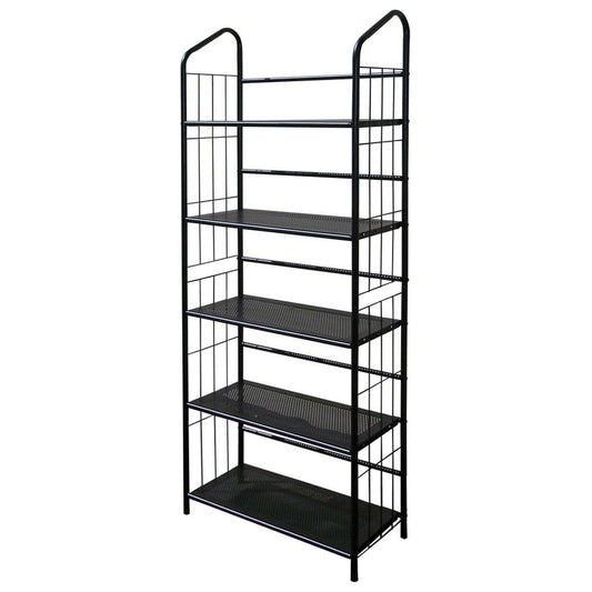 5-Tier Bookcase Storage Shelves Rack in Black Metal - FurniFindUSA